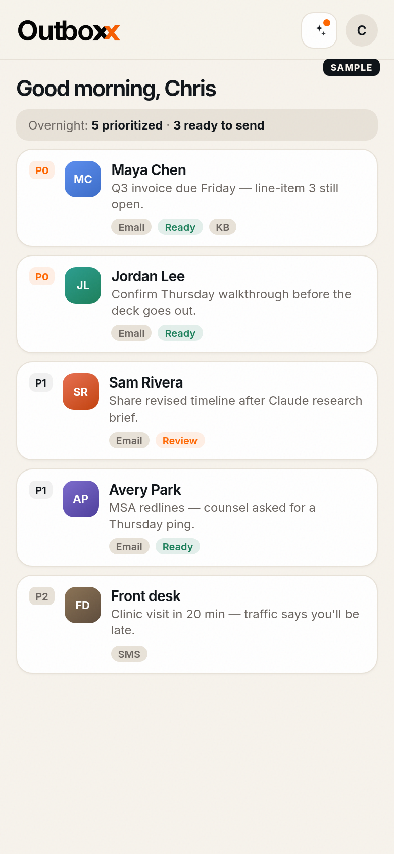 Prioritized outbox drafts on iPhone
